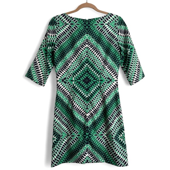 New Banana Republic Green Geometric Print Sheath Dress Half Sleeve Work Size 2 - Picture 4 of 5